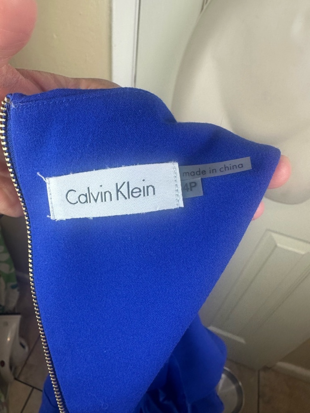 Calvin Klein Sleek Royal Blue Sheath Dress with Waist Buckle Detail - Picture 5 of 5